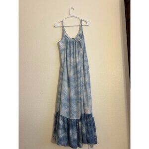 Free People Intimately Tie Dye Ruffle Hem Maxi Dress Blue Size M